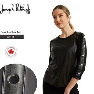 Joseph Ribkoff Faux Leather crew neck